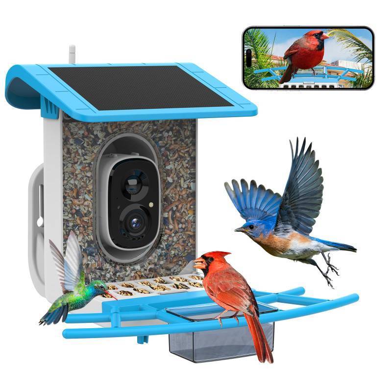 lot 9378 image: SMONET Bird Feeder with Camera B300 Smart Birdhouse Camera AI Recognition Solar Powered,Outdoor Wireless WiFi Birdfeeder Watching Live Video,Funny Birthday Gifts for Mom Mother Grandma Daughter