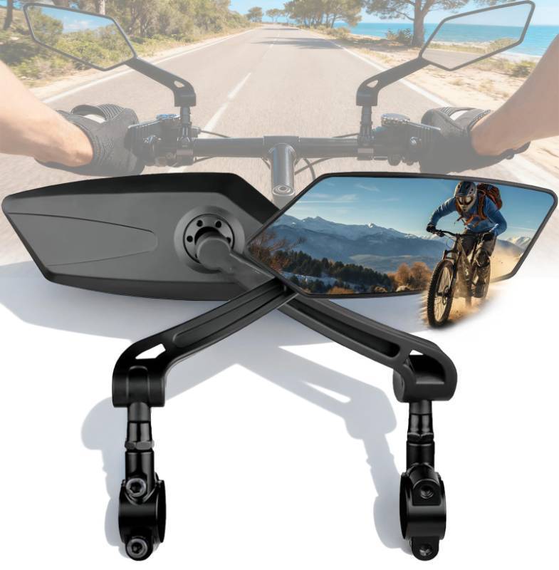 lot 9482 image: Bike Mirror 1 Pair, Ebike Mirrors for Handlebars, 360° Adjustable Wide Bicycle Rear View Mirror, Scratch Resistant Glass Lens, Safe HD Bike Rear View Mirror for Scooter, Motorcycle, Bike Accessory - Retail $14