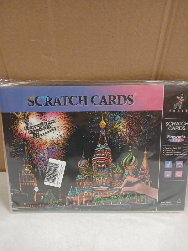 lot 26978 image: Scratch Art Cards 4pcs with Tools