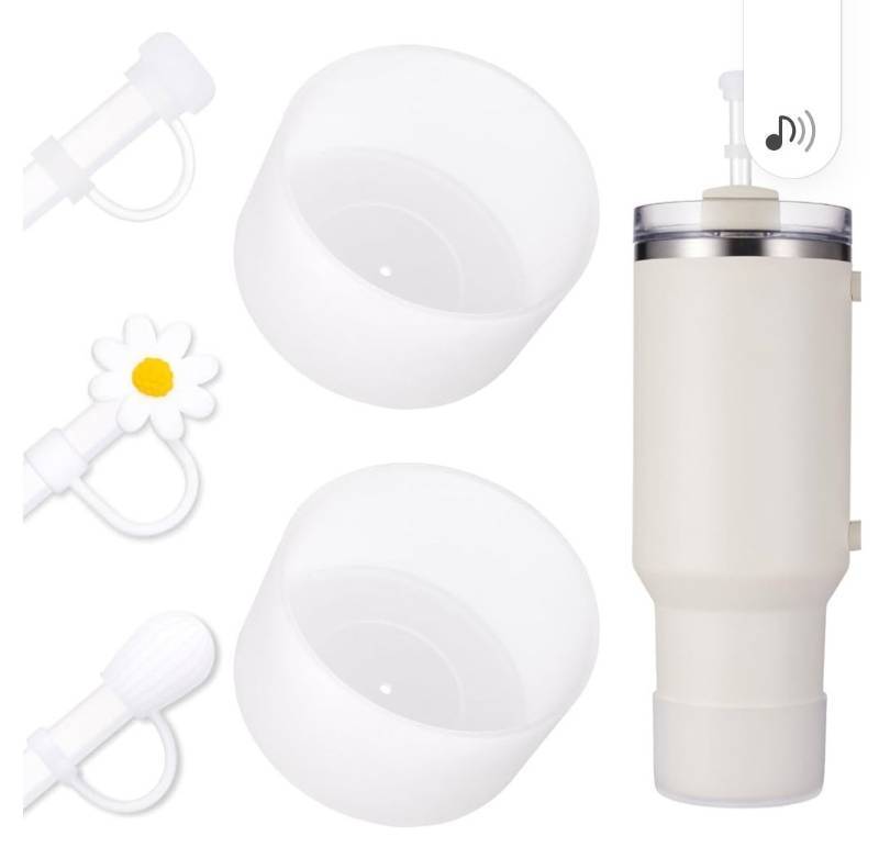 lot 52388 image: Boot and Straw Cover Set - 2pcs Silicone Boot, 3pcs Straw Cap, Bottom Protector for Stanley Cup H2.0 30oz & 40oz, Exact Color Match with Stanley, Accessories