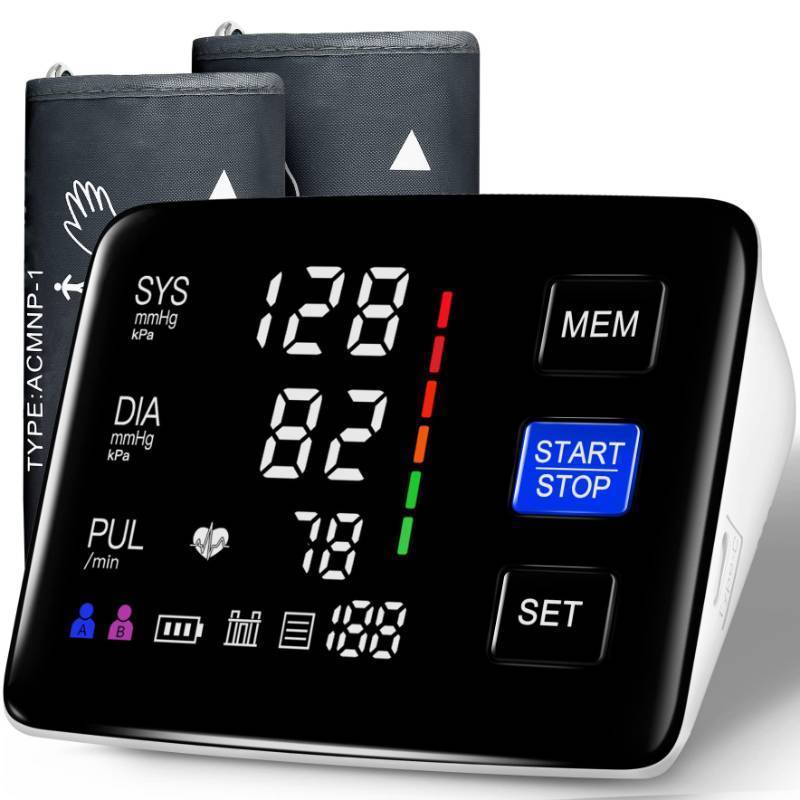 lot 24139 image: Blood Pressure Monitor, 9-17 & 13-21 Extra Large Blood Pressure Cuff Upper Arm, LED Color Backlit Screen Automatic Digital Blood Pressure Machine with USB Cable and 4 AAA Batteries - Retail $60