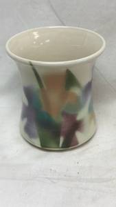 lot 311 image: Handpainted Ceramic Vessel with Floral Motif