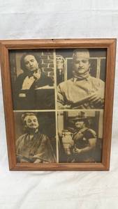 lot 317 image: Framed Four-Panel Sepia Photograph Print with Wood Frame