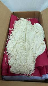lot 322 image: Lot of Linens Cream Lace Red Plaid White Cloth