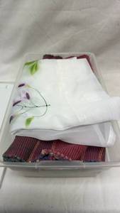 lot 323 image: Lot of Mixed Decorative Textiles with Storage Container