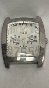 lot 25 image: GUESS Steel Water Resistant Rectangular Watch G90112G