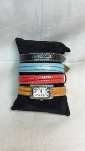 lot 55 image: Watch with Interchangeable Colored Bands 5-Piece Set