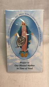 lot 56 image: Miraculous Medal Prayer Card with Metal Charm Sisters of Charity