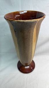 lot 63 image: Ceramic Vase with Brown Glaze and Pedestal Base