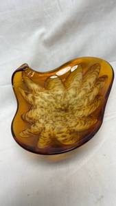 lot 82 image: Murano Italian Amber Glass Decorative Bowl with Relief Design