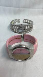 lot 88 image: Louis Arden Stainless Steel Back Cuff Bracelet Watch Pink Band