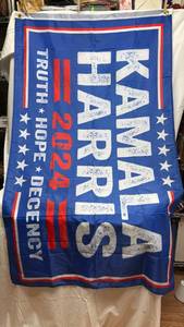 lot 92 image: Kamala Harris Truth Hope Decency 2024 Political Campaign Flag (35x58)