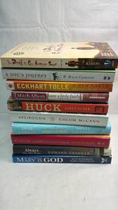 lot 110 image: 10-Book Lot Fiction and Memoir Including Eckhart Tolle, Mitch Albom, Janet Elder