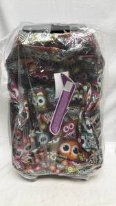 lot 120 image: Rockland 17x13x10 Owl Print Carry-On Rolling Backpack R01