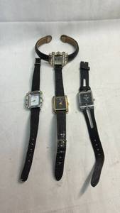 lot 131 image: Lot of 4 Watches Parker Jemis Quartz Black Leather Straps