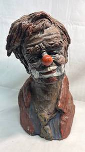 lot 136 image: Clown Head Bust Sculpture with Red Nose