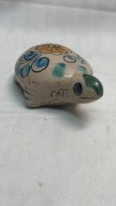 lot 159 image: Ceramic Hand-Painted Turtle Figurine with Floral Design