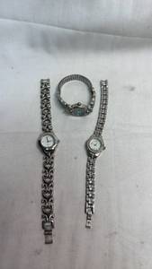 lot 176 image: 3 Quartz Watches with Metal Bands and Stone Details