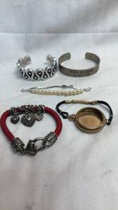 lot 196 image: Bracelet Lot Including John Deane Cuff and Charm Bracelets