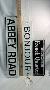 lot 198 image: Abbey Road & French Quarter New Orleans Decorative Metal Signs Lot of 3