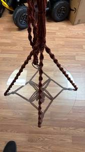 lot 213 image: Glass Top Two-Tier Hanging Shelf with Braided Rope Support