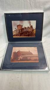 lot 226 image: Framed Railroad and Farm Photography Prints Two-Print Set
