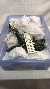 lot 227 image: Christmas Village Decoration Set with Miniature Buildings, Figures, and Accessories