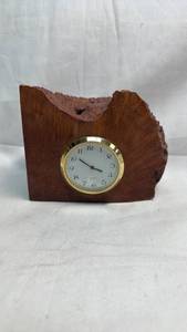 lot 239 image: Live-Edge Burl Wood Decorative Desk Clock