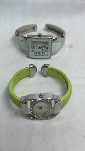 lot 241 image: Geneva Elite #1811 Quartz Watch Lot 2 Pieces Green Band Silver