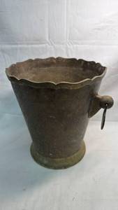 lot 254 image: Metal Wine Cooler Bucket with Handle Approximately 9.5 inches tall