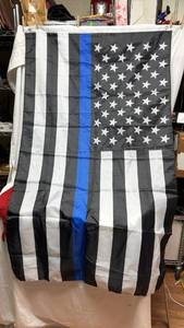 lot 296 image: Thin Blue Line Flag and Standard American Flag Lot