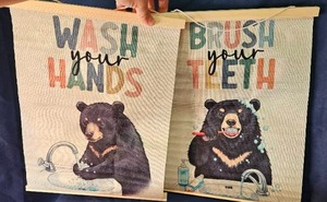 lot 114 image: Bear Bathroom Canvas Wall Art Set of 2&nbsp