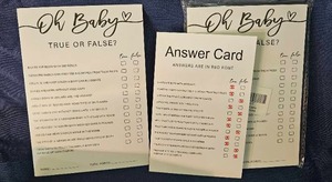 lot 116 image: Oh Baby True or False Game with Answer Card Baby Shower Party&nbsp