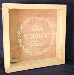 lot 135 image: Our Wedding Fund Wood Box&nbsp