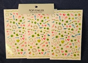 lot 137 image: Pop Finger 3D Design Nail Sticker Set of 3 Sheets