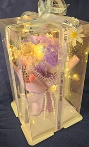 lot 151 image: Preserved Floral Bouquet Gift Box with LED Lights Purple&nbsp