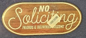 lot 208 image: No Soliciting Friends &amp Deliveries Welcome Wood Wall Sign&nbsp