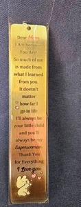lot 216 image: Dear Mom Engraved Bookmark&nbsp