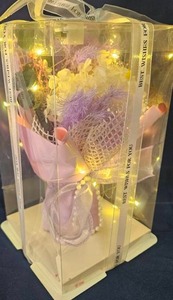 lot 230 image: Preserved Flower Bouquet with LED Lights and Ribbon Gift Box