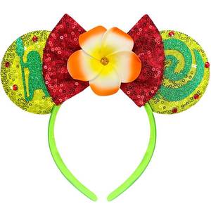 lot 13 image: Trnerm Princess Mouse Ears Headband Cute Sequin Red Bows Princess Cosplay Costume for Women - Retail $10