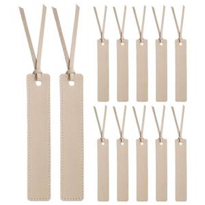 lot 16 image: uxcell 12 Pcs Leather Bookmark, Personalized Handmade Leather Bookmarks Page Markers with Leather Rope for Book Reading Book Lovers Reader Writers Accessories for Men Women, Beige - Retail $10