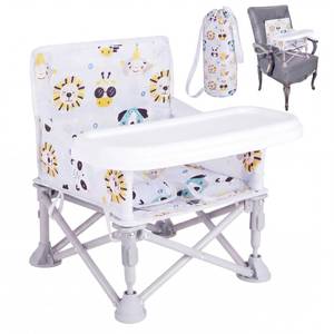 lot 28 image: Furmubei Portable Baby Booster Seat with Tray, Toddler Booster seat for Dining, Camping, Travel, Baby Beach Chair 6 Months to 3 Years Old Indoor Outdoor Use CH2407 - Retail $31