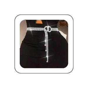 lot 33 image: COSYDAYS Silver Rhinestone Belt O-Ring Belly Belts Bling Crystal Waist Body Jewelry for Women - Retail $12