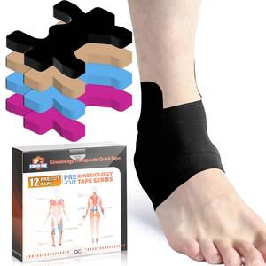 lot 42 image: Kinesiology Tape for Ankle, KTQUICK 12 Count Ankle Tape Precut, Original Cotton Waterproof & Breathable, Enhance Elastic Kinesiology Athletic Tape for Ankle Support and Muscle to More Sports (Black) - Retail $20