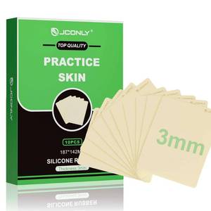 lot 43 image: JCONLY Premium Tattoo Practice Skin (3mm Thick Medical Silicone) - 10PCS Double-Sided Fake Skin Reusable Mat, 7.4x5.5 Tattoo Skin with Deluxe Gift Box, for Professional Artists - Retail $26