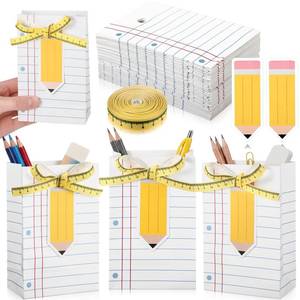 lot 45 image: Yinder 36 Sets Mini Teacher Appreciation Gift Bags with Pencil Tags Ruler Ribbon Back to School Mini Gift Bags First Day of School Composition Book Gifts Treat Tote for Teacher Appreciation - Retail $18