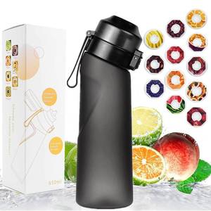 lot 51 image: Sports Air Water Bottle BPA Free Starter up Set Drinking Bottles,650ML Fruit Fragrance Water Bottle,with 12 Flavour pods%0 Sugar Water Cup,for Gym and Outdoor Gift (Matte Black12pcs Flavor Pod) - Retail $30