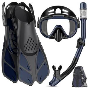 lot 52 image: Ubekezele Snorkeling Gear for Adults Men Women,4 in 1 Snorkel Set with Panoramic View Diving Mask Anti-Fog Anti-Leak,Dry Top Snorkel,Fins and Travel Bag for Swimming,Snorkeling and Travel Diving - Retail $37