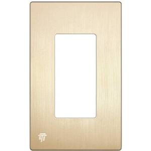 lot 61 image: ENERLITES Elite Series Screwless Decorator Wall Plate Child Safe Outlet Cover, Gloss Finish, Size 1-Gang 4.68 H x 2.93 L, Unbreakable Polycarbonate Thermoplastic, SI8831-BGD, Brushed Gold - Retail $10