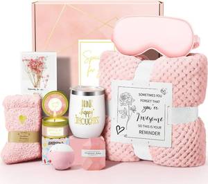 lot 62 image: MISSING CANDLE Happy Birthday Gifts for Women Mom Her Friend Sister Wife Grandma, Self Care Gift Get Well Relaxing Spa Gift Basket Set - Retail $40
